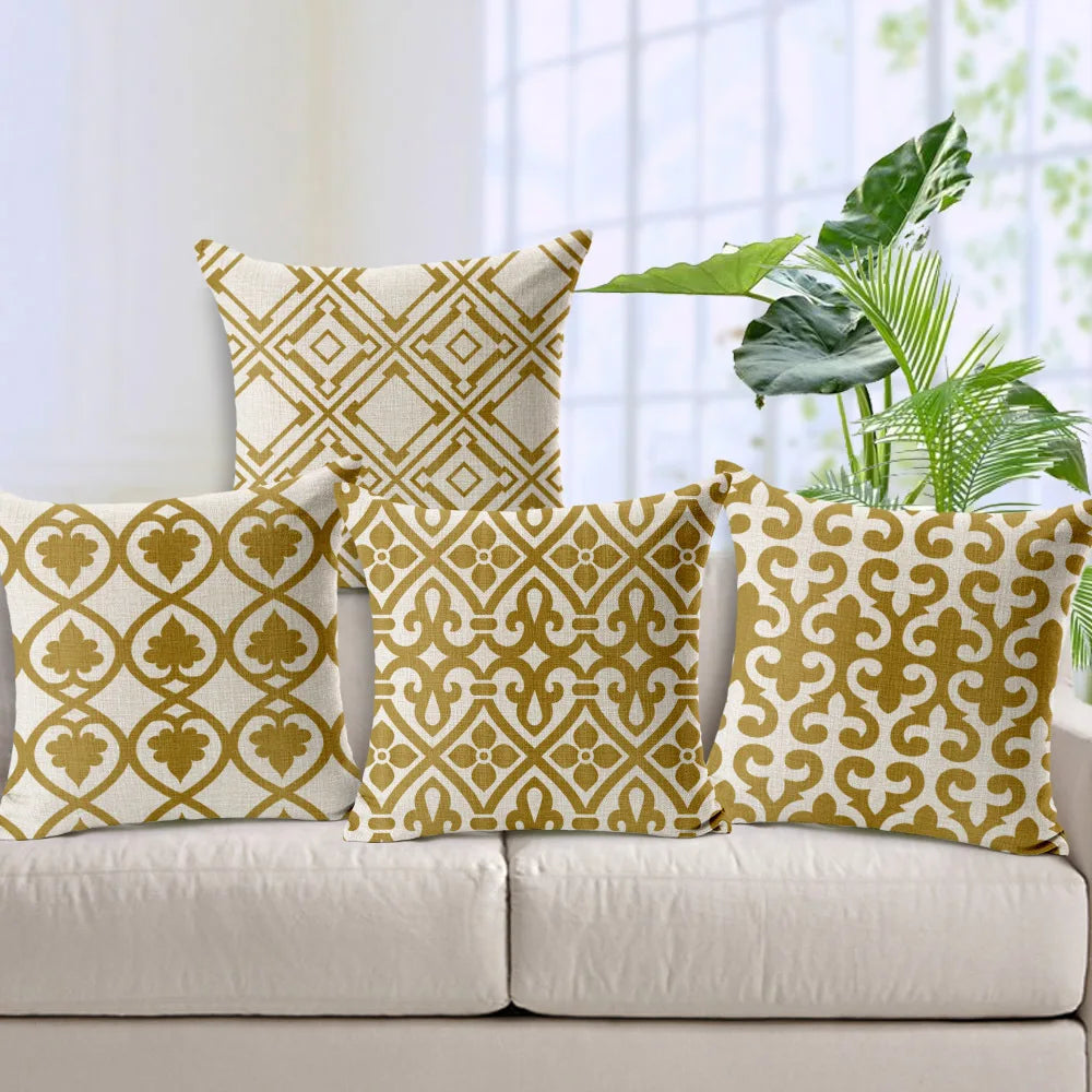 Golden Geometry Cushion Pillowcase Nordic