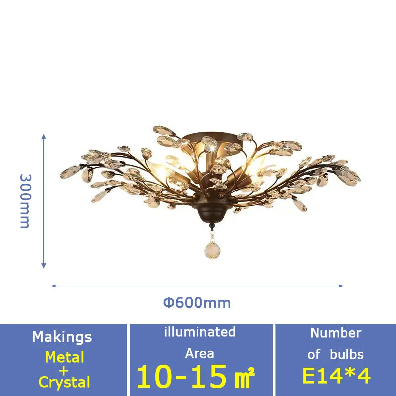 Modern Glass Golden vintage leaf branch crystal chandeliers