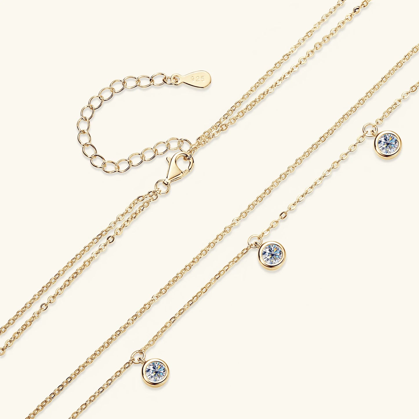 Moissanite 925 Silver Double Layered Necklace GRA Certified