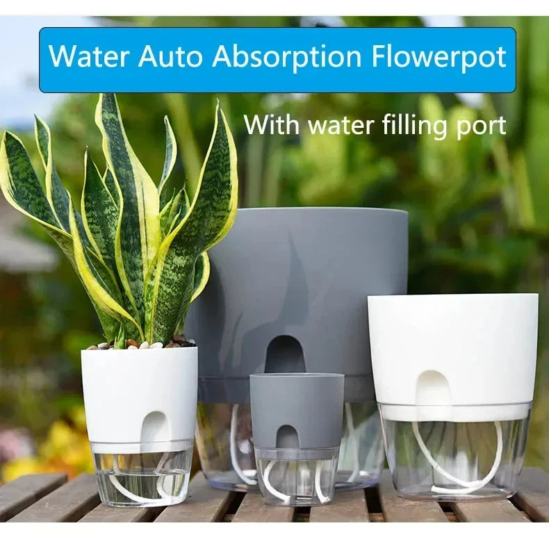 Self Watering Flowerpot Transparent Double Layer