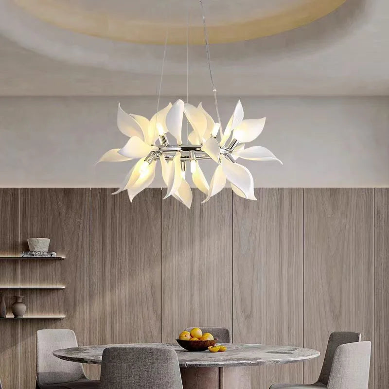 Nordic Petal Modern Ceramics Flower Art Chandelier Light