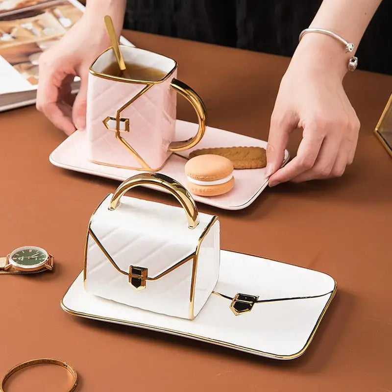 Ceramic Bag Shaped Cup and Saucer Set
