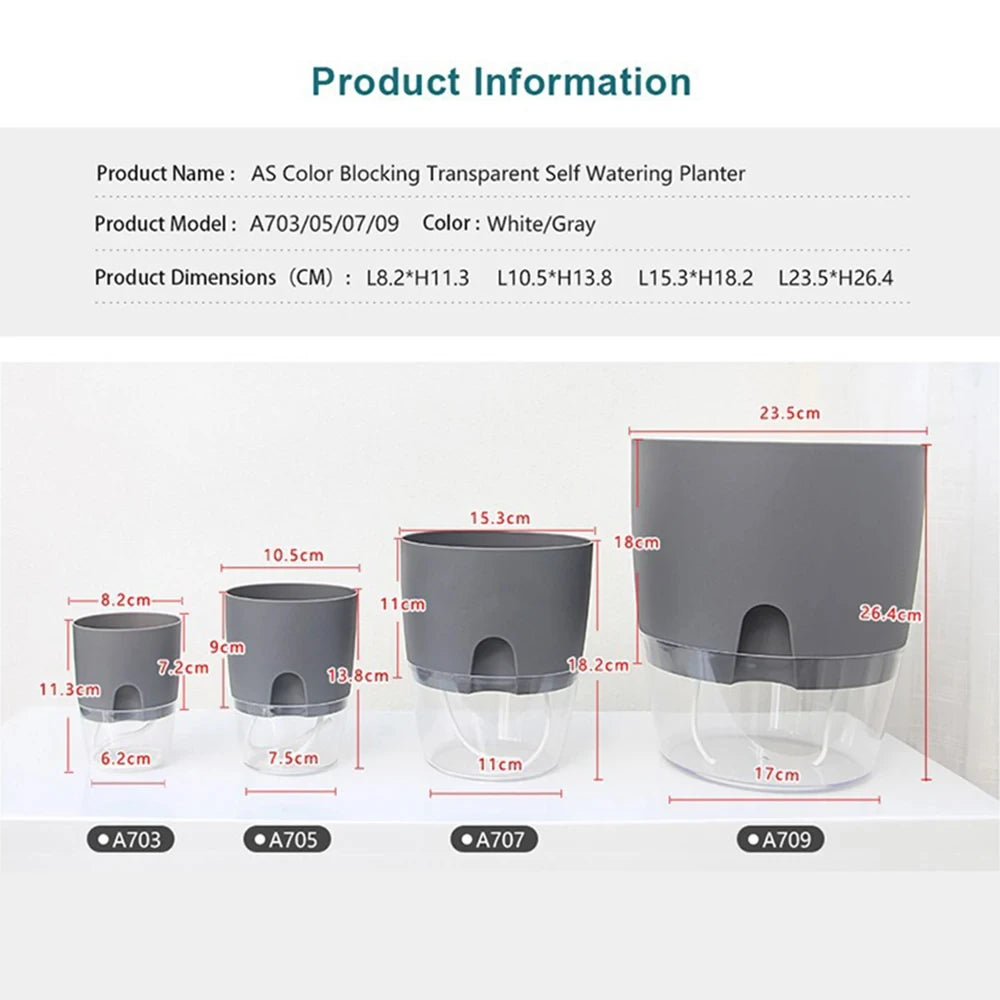 Self Watering Flowerpot Transparent Double Layer
