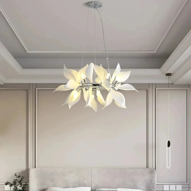 Nordic Petal Modern Ceramics Flower Art Chandelier Light