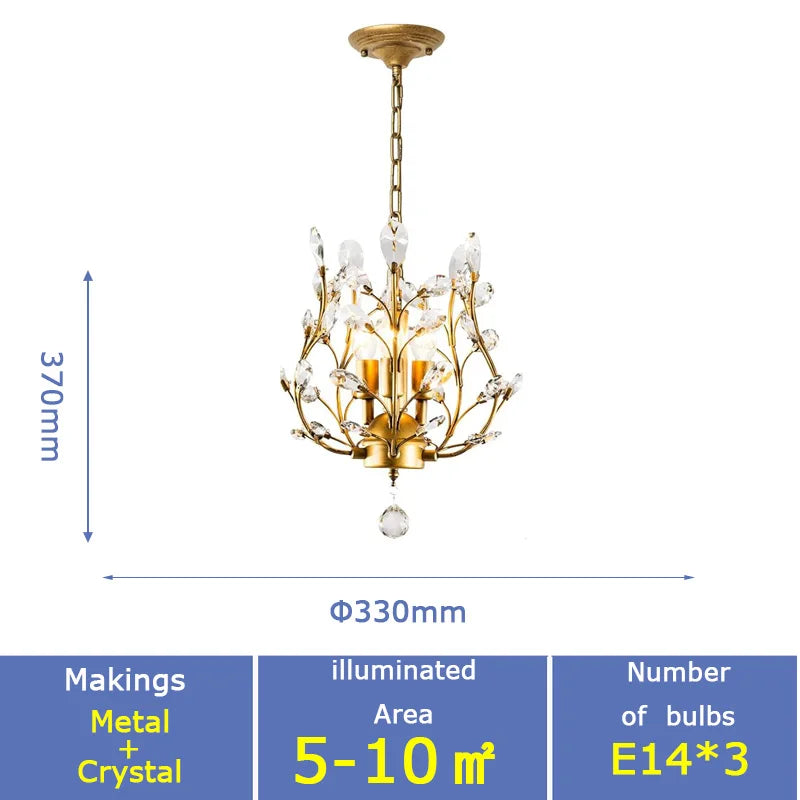 Modern Glass Golden vintage leaf branch crystal chandeliers