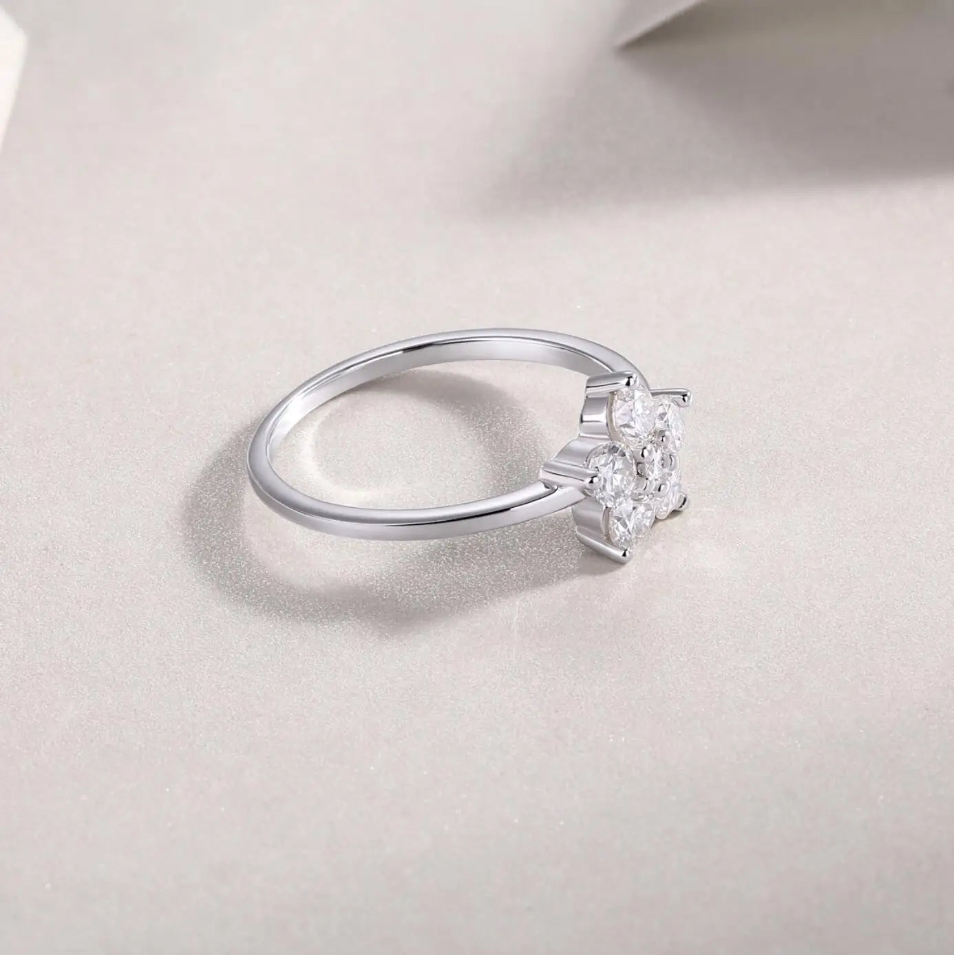 Moissanite Ring 925 Silver Plated 18k White Gold GRA Certified