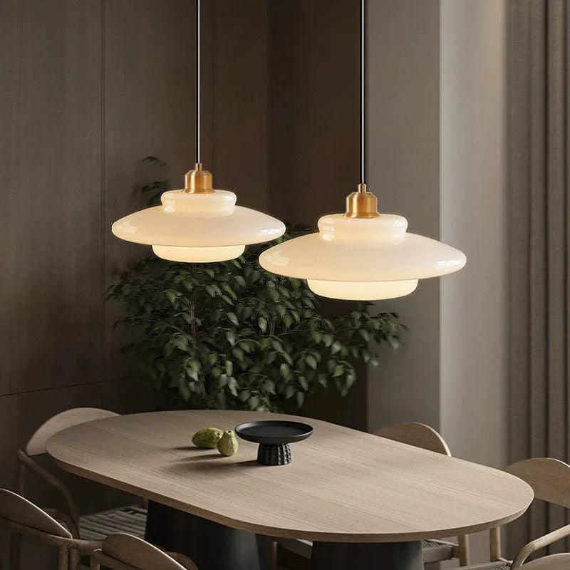 Modern Minimalist Mid Century Art Milk White Glass Pendant Light