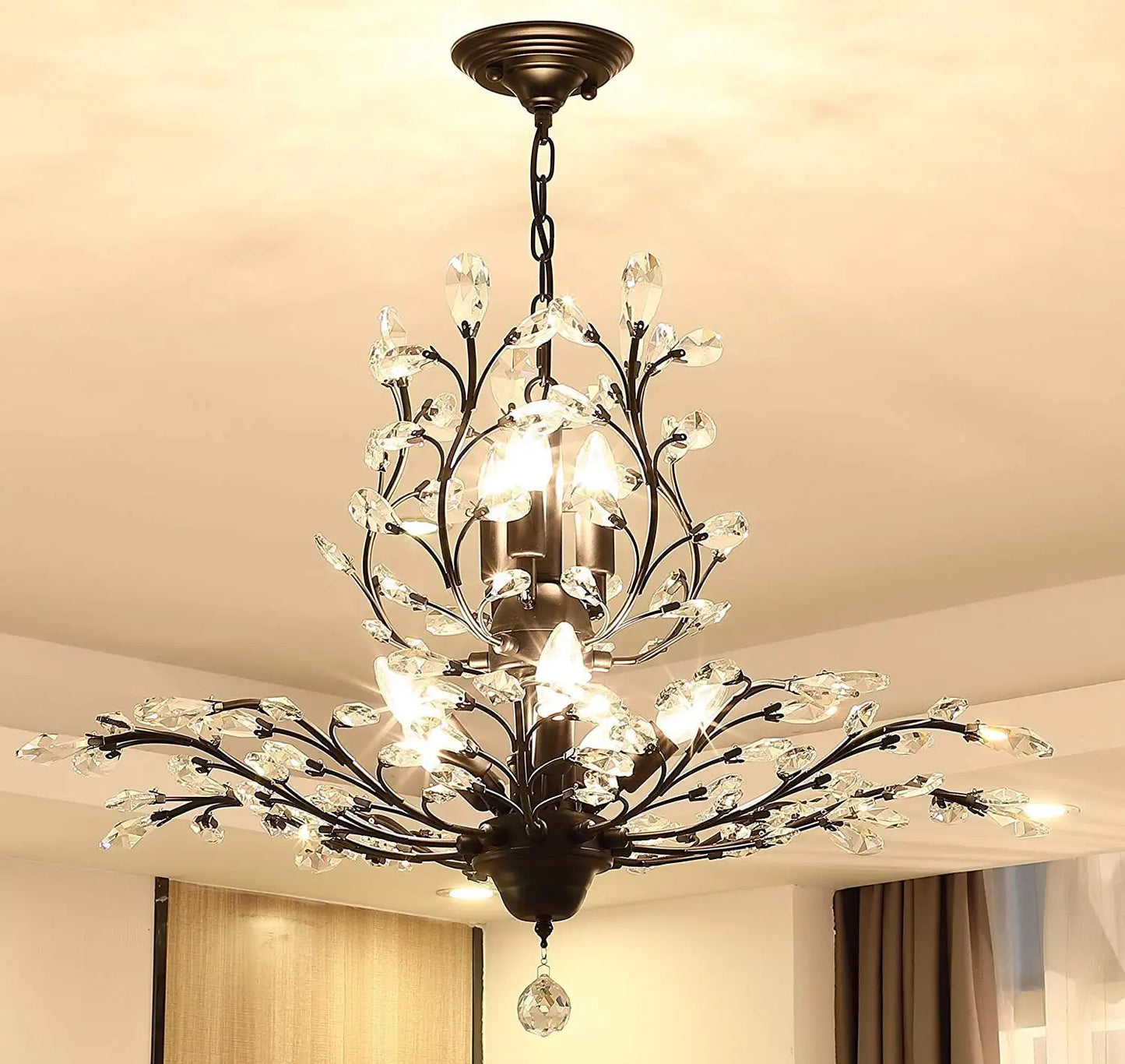 Modern Glass Golden vintage leaf branch crystal chandeliers