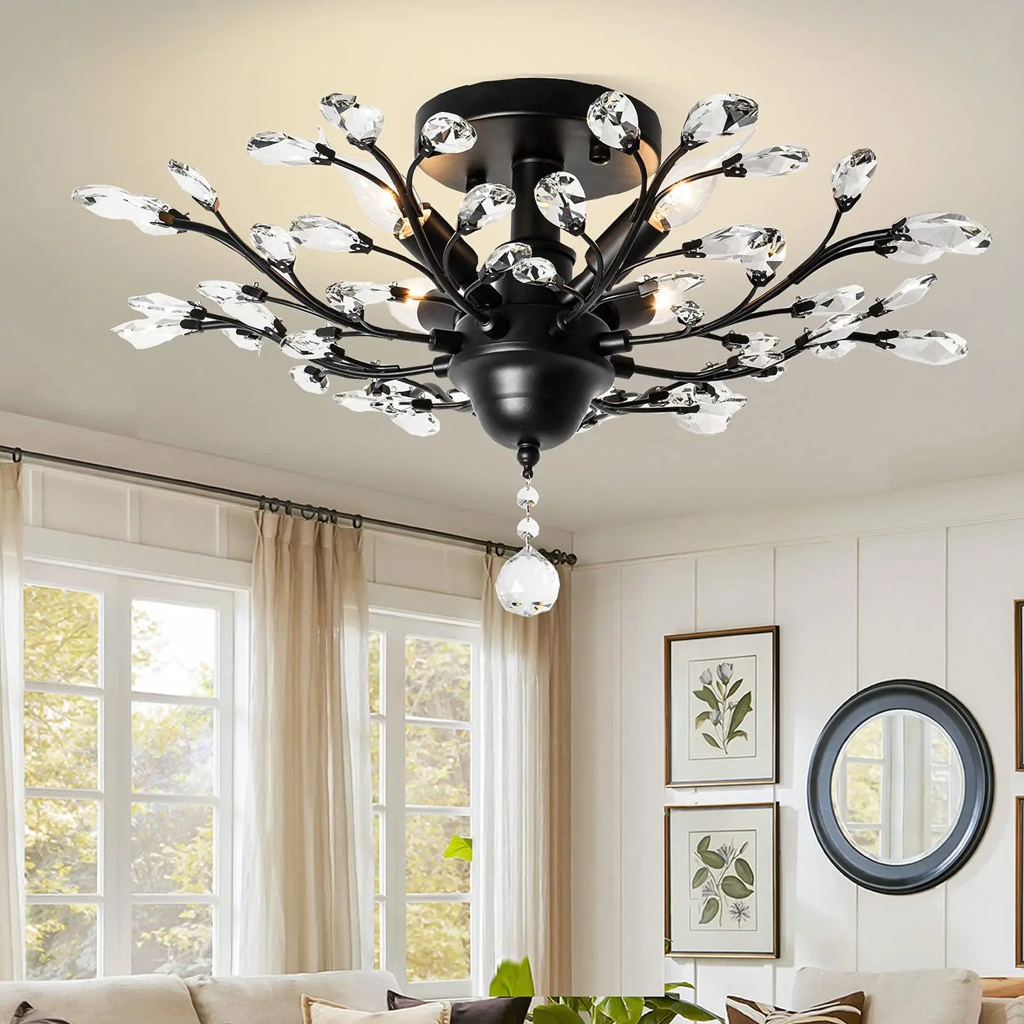 Modern Glass Golden vintage leaf branch crystal chandeliers