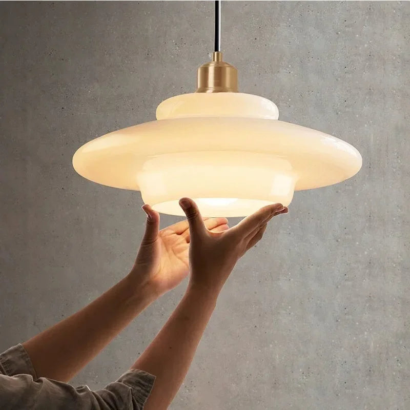 Modern Minimalist Mid Century Art Milk White Glass Pendant Light