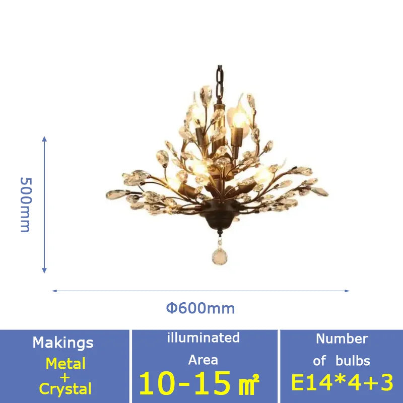 Modern Glass Golden vintage leaf branch crystal chandeliers