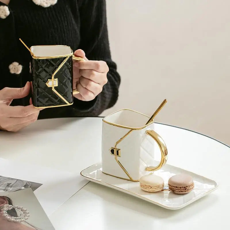 Ceramic Bag Shaped Cup and Saucer Set