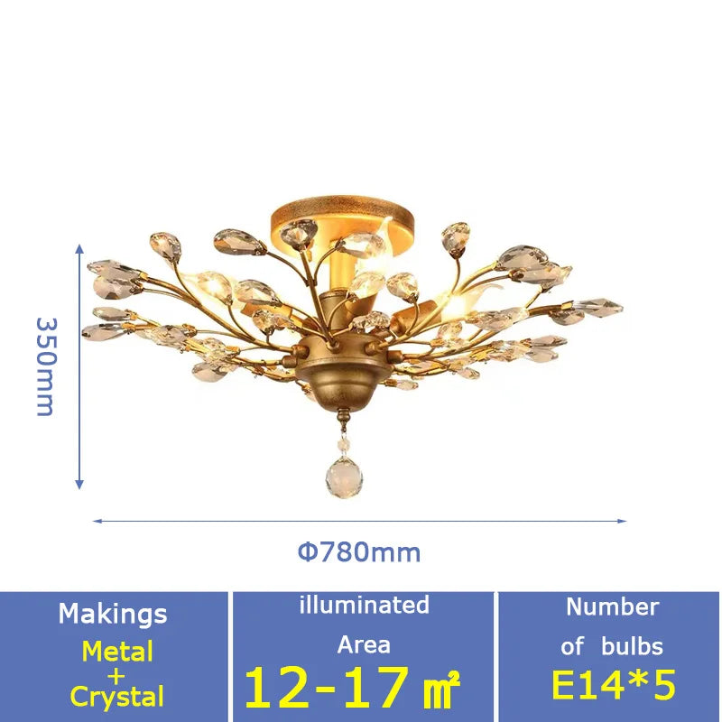 Modern Glass Golden vintage leaf branch crystal chandeliers
