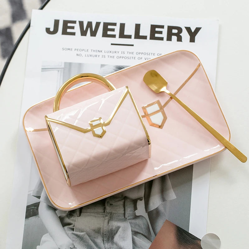Ceramic Bag Shaped Cup and Saucer Set