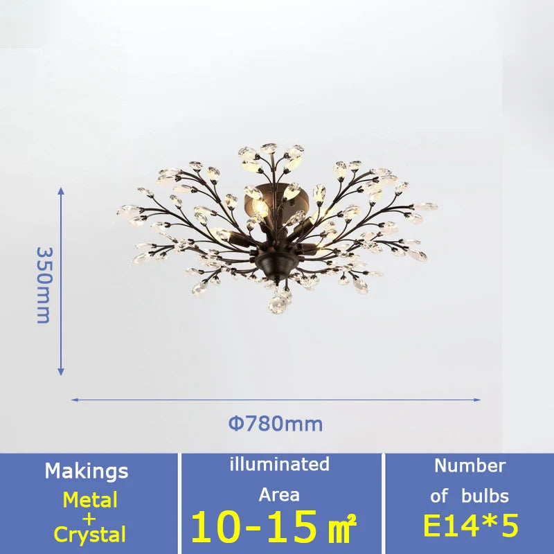 Modern Glass Golden vintage leaf branch crystal chandeliers