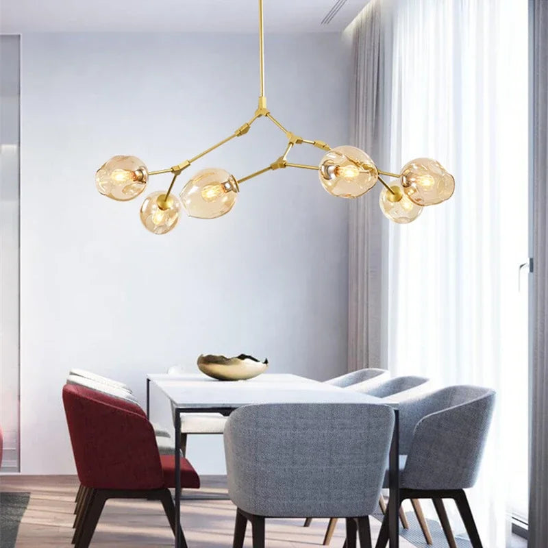 Italy Designer´s Artistic Bubble Blue Glass Chandelier Light Fixture