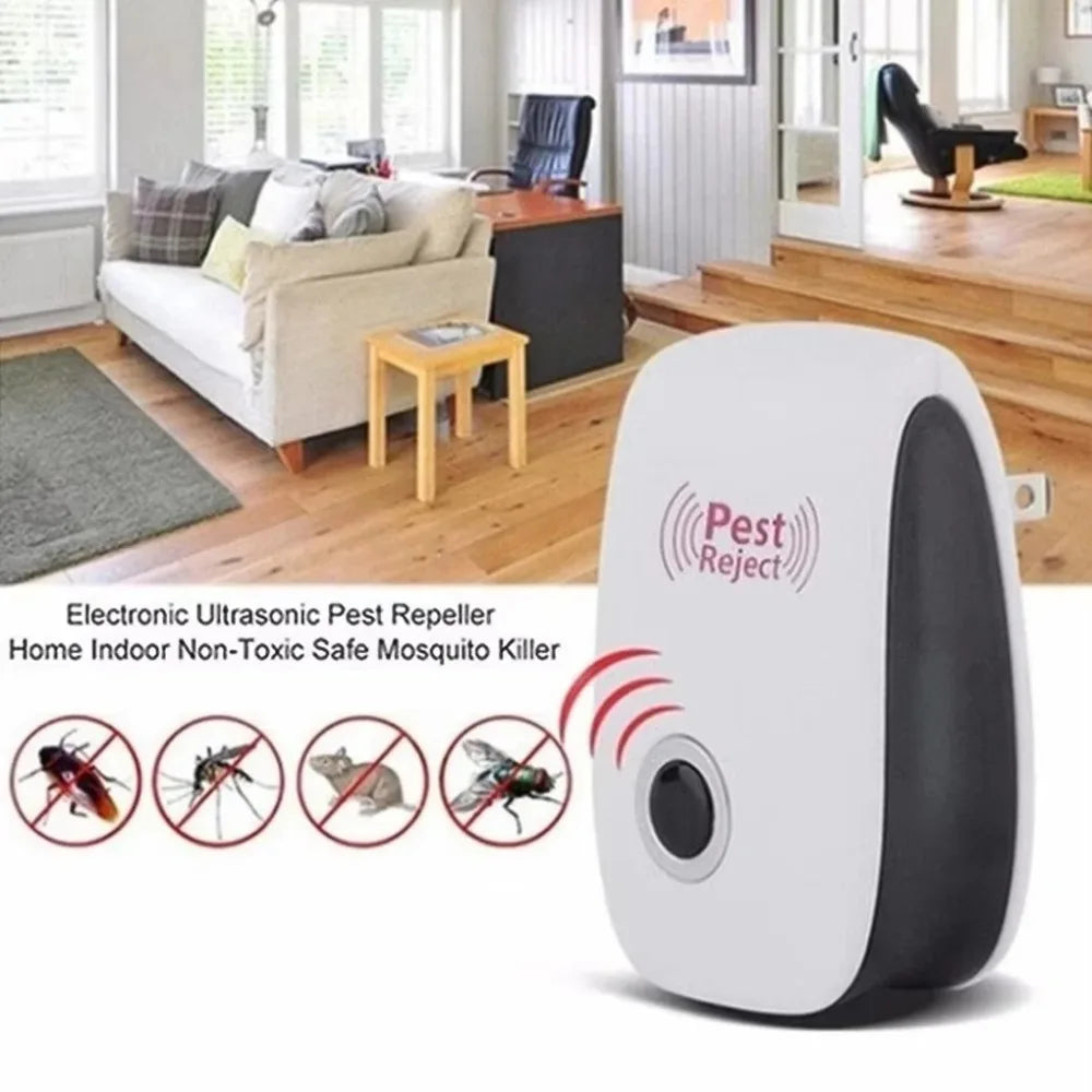 Repelente ultrasónico para ratas, cucarachas, mosquitos e insectos: dispositivo enchufable para control de roedores en casa y garaje.