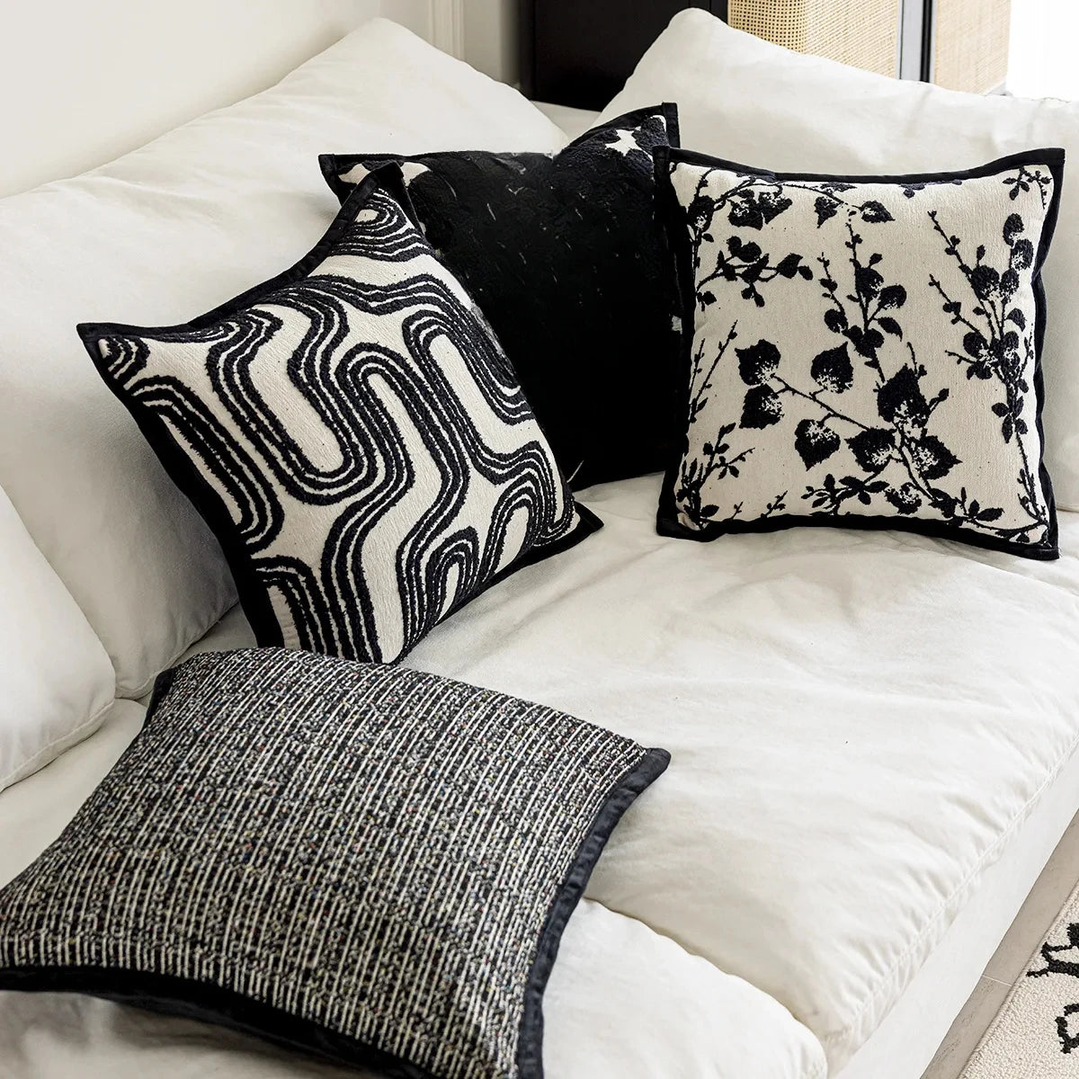 Black Throws Pillow Nordic Modern Minimalist Cushion Cover