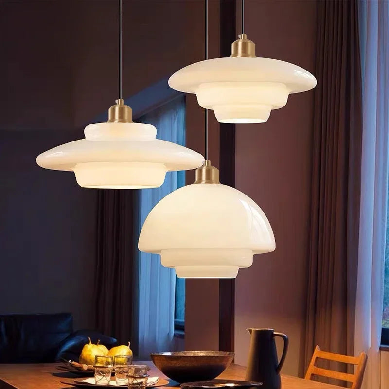 Modern Minimalist Mid Century Art Milk White Glass Pendant Light