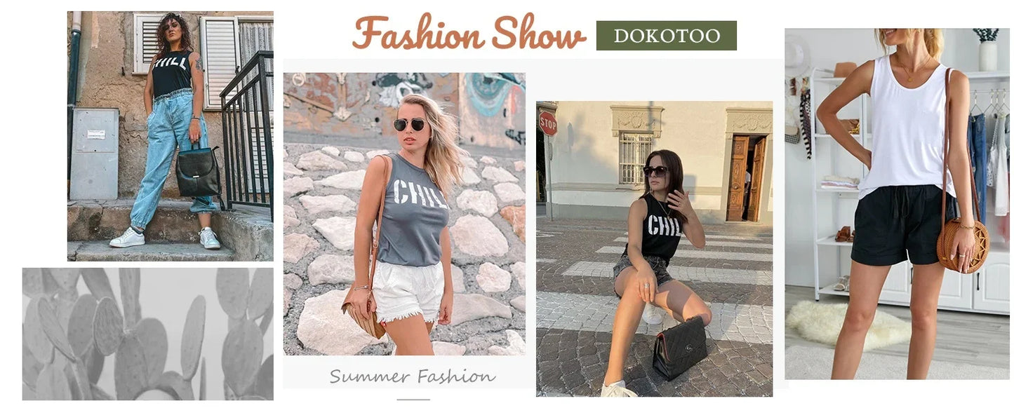 Sleeveless T-shirt Printed Women's Tank Top Summer Street Fashion
