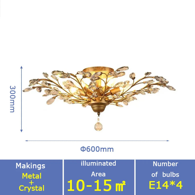 Modern Glass Golden vintage leaf branch crystal chandeliers