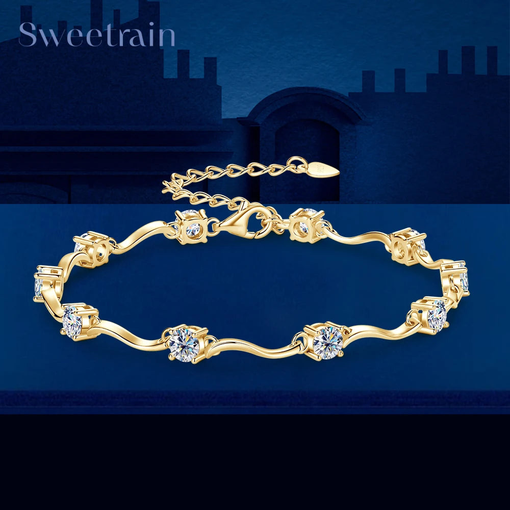 Moissanite 925 Stirling Silver Bracelets GRA Certified
