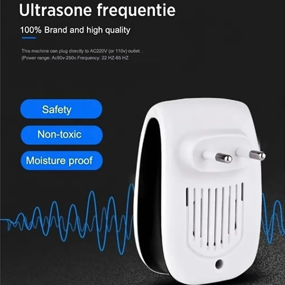 Repelente ultrasónico para ratas, cucarachas, mosquitos e insectos: dispositivo enchufable para control de roedores en casa y garaje.