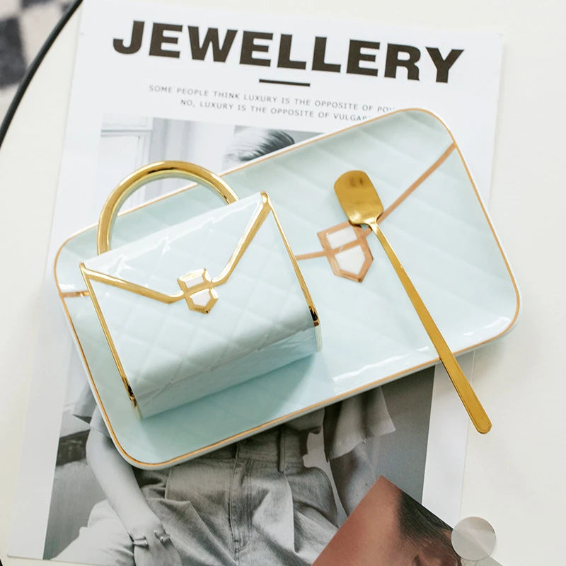 Ceramic Bag Shaped Cup and Saucer Set