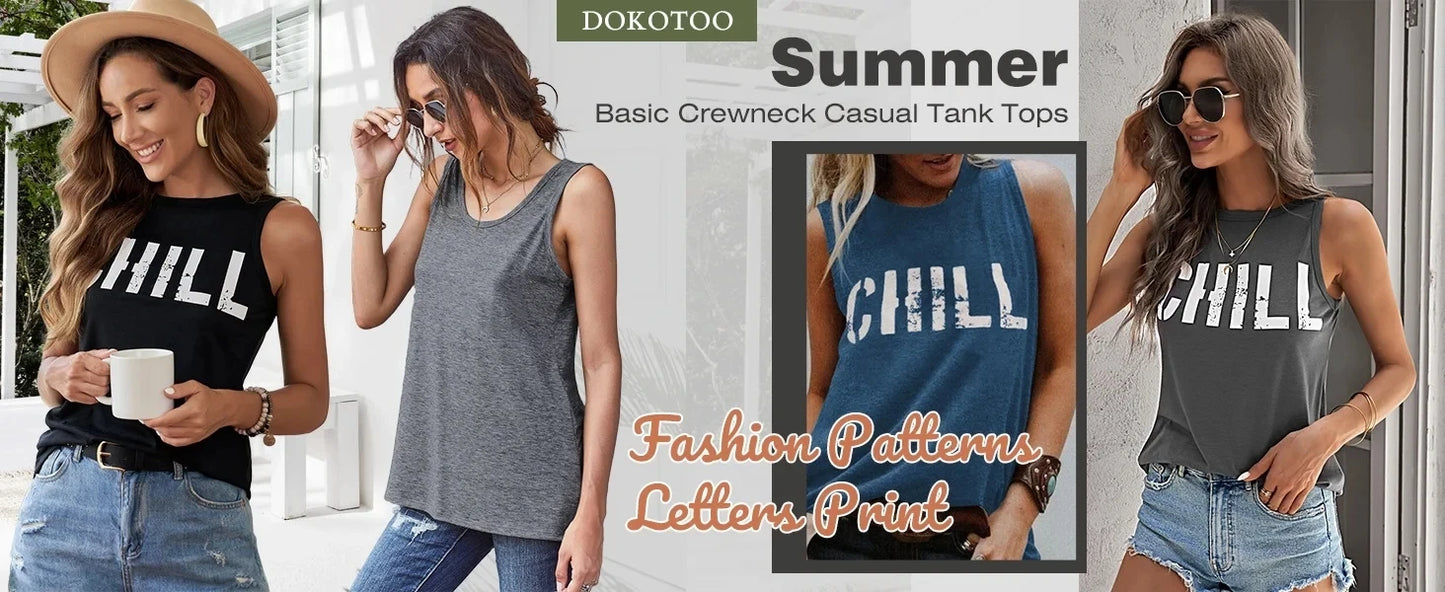 Sleeveless T-shirt Printed Women's Tank Top Summer Street Fashion