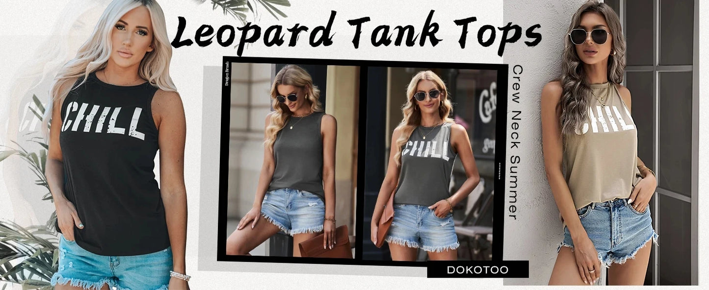 Sleeveless T-shirt Printed Women's Tank Top Summer Street Fashion