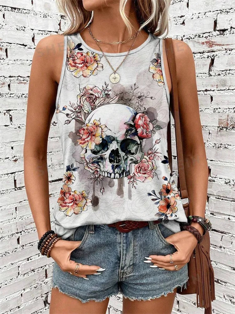 Sleeveless T-shirt Printed Women's Tank Top Summer Street Fashion