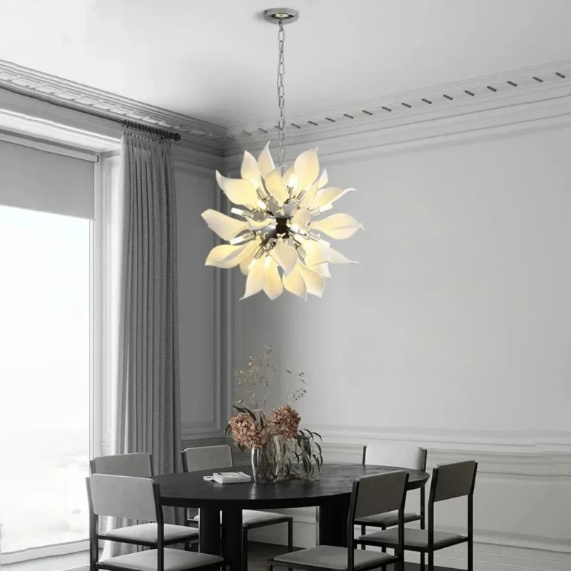 Nordic Petal Modern Ceramics Flower Art Chandelier Light