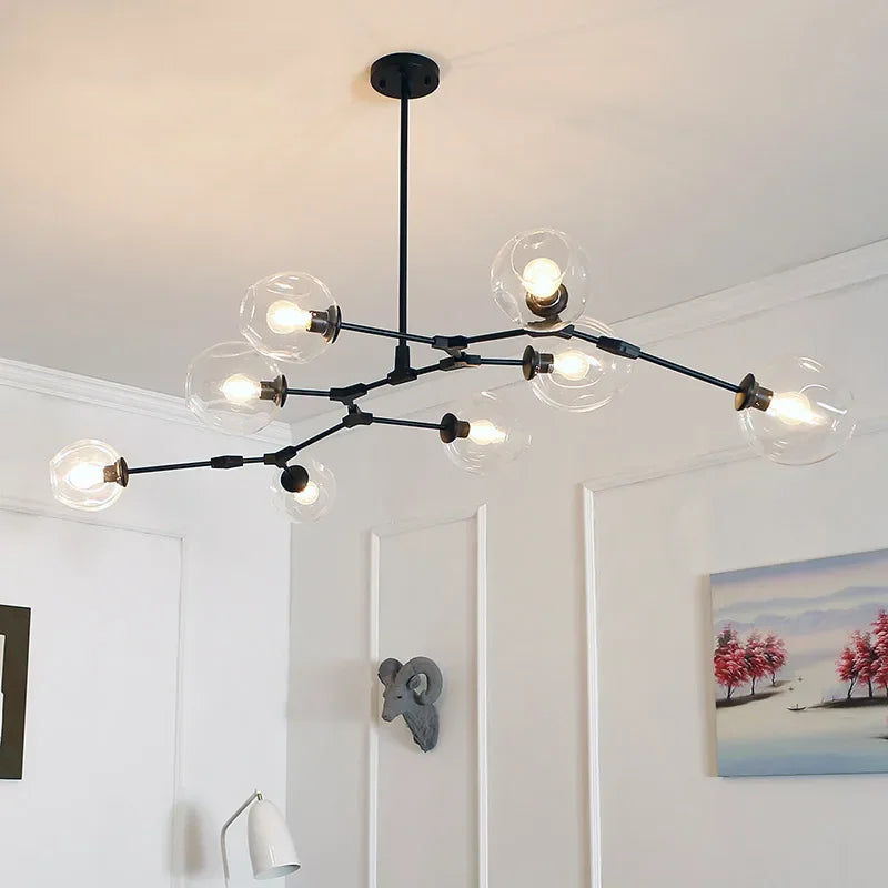 Italy Designer´s Artistic Bubble Blue Glass Chandelier Light Fixture