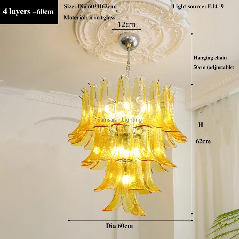 Pink White Glass Pendant Chandelier Light