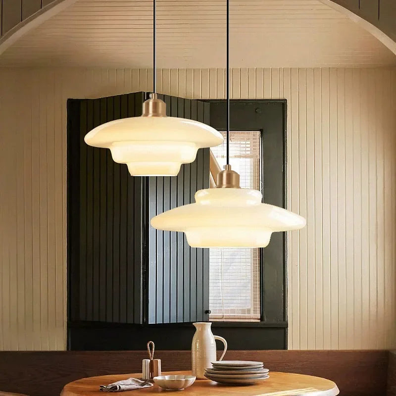 Modern Minimalist Mid Century Art Milk White Glass Pendant Light