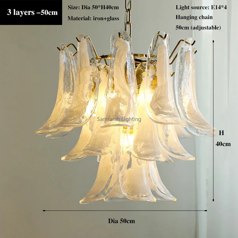 Pink White Glass Pendant Chandelier Light
