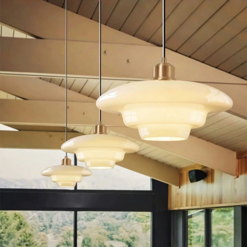 Modern Minimalist Mid Century Art Milk White Glass Pendant Light
