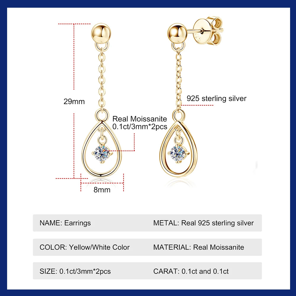 Moissanite Tassel 925 Sterling Silver Long Drop Earrings