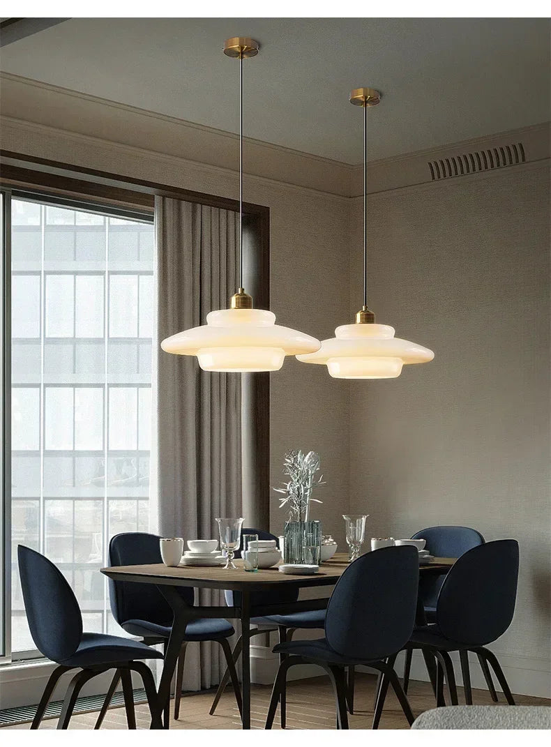 Modern Minimalist Mid Century Art Milk White Glass Pendant Light