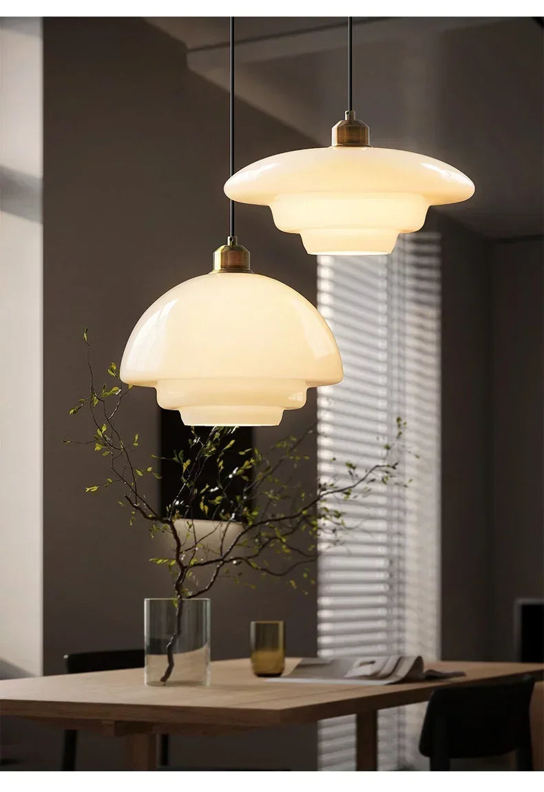 Modern Minimalist Mid Century Art Milk White Glass Pendant Light