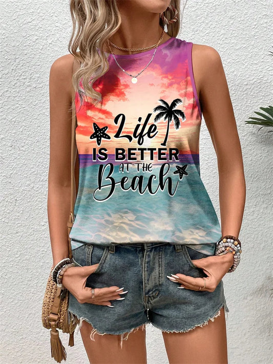 Sleeveless T-shirt Colorful Women's Top