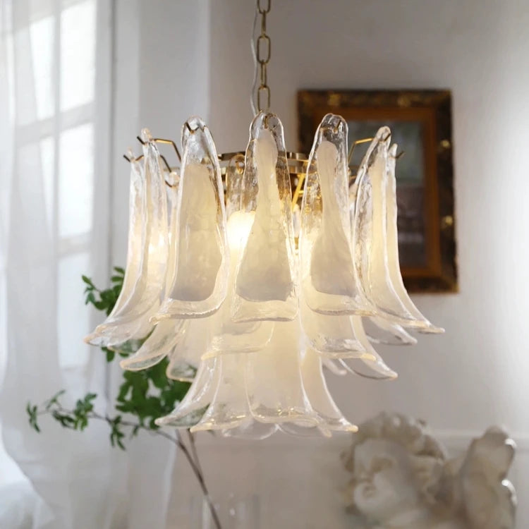 Pink White Glass Pendant Chandelier Light