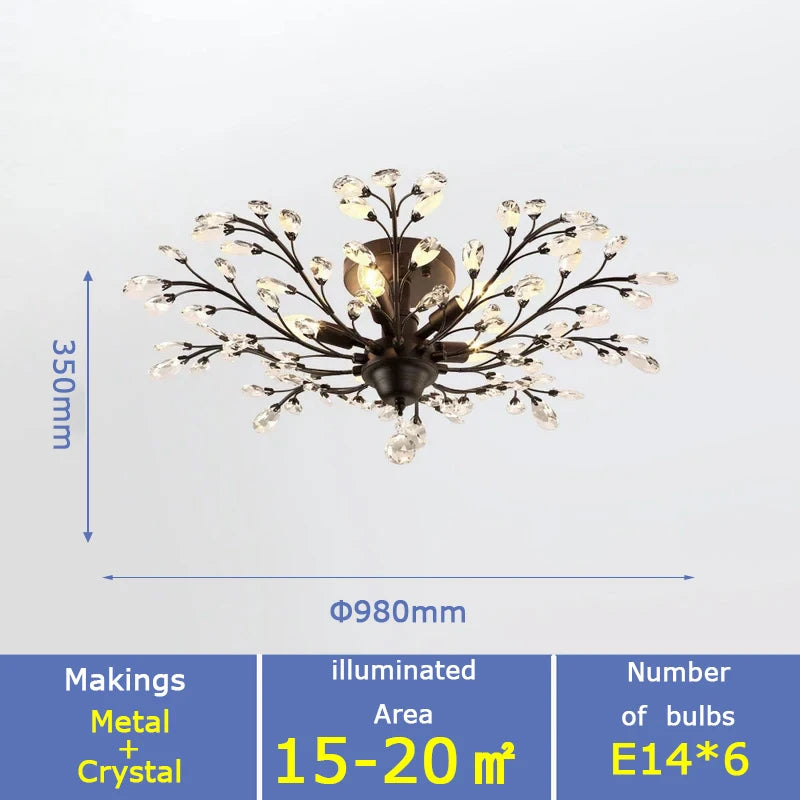 Modern Glass Golden vintage leaf branch crystal chandeliers