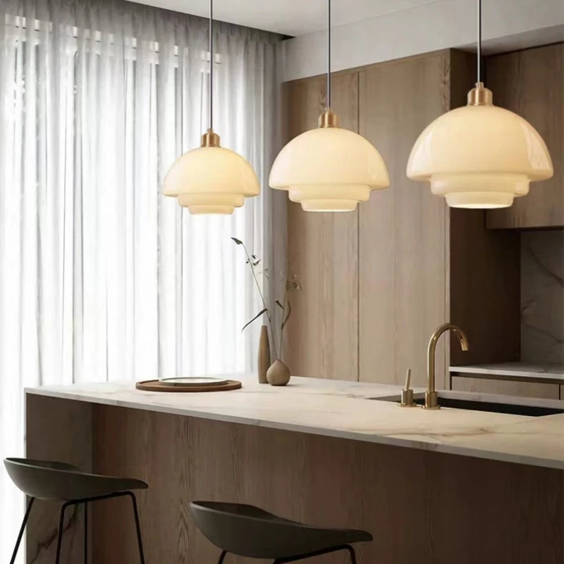 Modern Minimalist Mid Century Art Milk White Glass Pendant Light