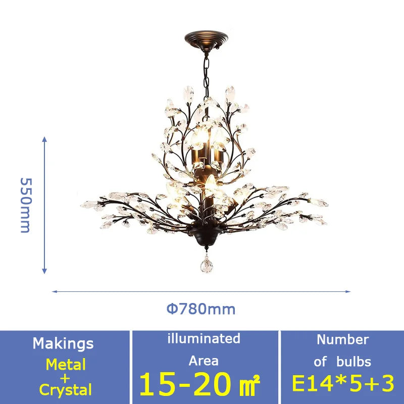 Modern Glass Golden vintage leaf branch crystal chandeliers