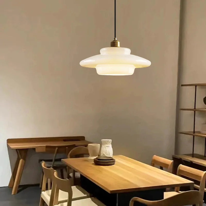 Modern Minimalist Mid Century Art Milk White Glass Pendant Light