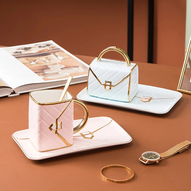 Ceramic Bag Shaped Cup and Saucer Set
