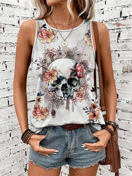 Sleeveless T-shirt Printed Women's Tank Top Summer Street Fashion