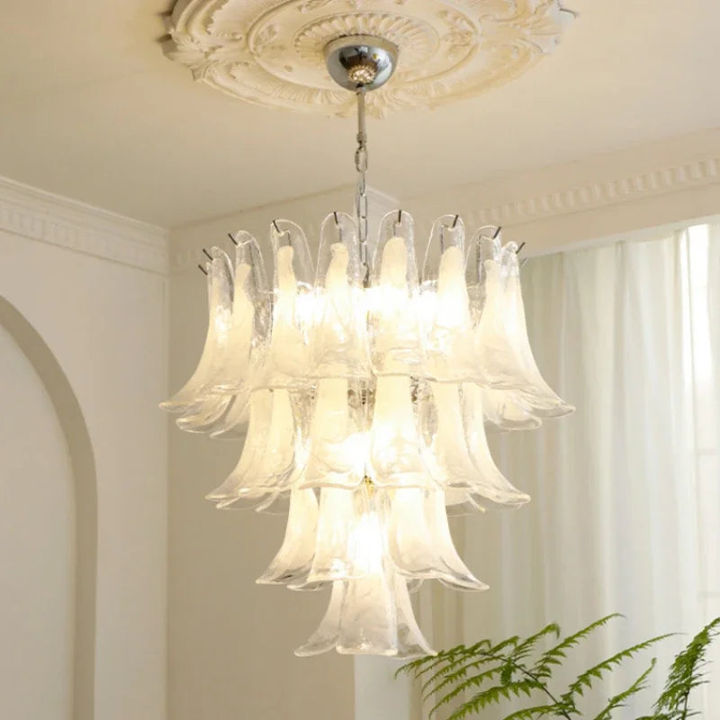 Pink White Glass Pendant Chandelier Light